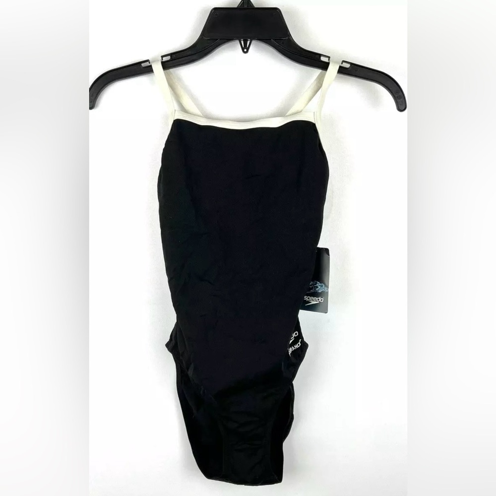 Speedo Women’s Black/White Flyback One Piece Swimsuit Size 28